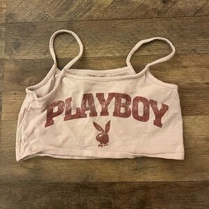Pink Playboy Distressed Tank
